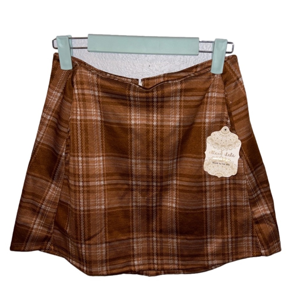 Altar’d State Orange Plaid Mini Skirt — NWT